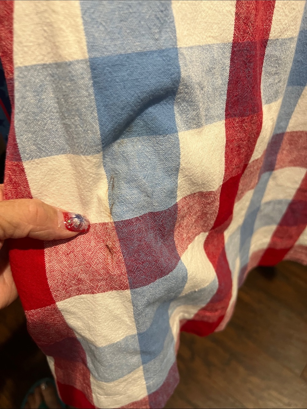 a new day call out dress spot on front Red, Blue & White Plaid Midi Dress - Picture 4 of 4